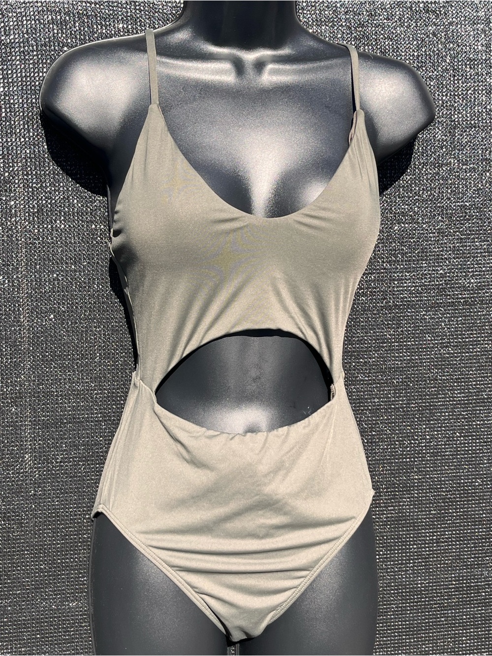 Women's Taupe Cutout One-Piece Swimsuit